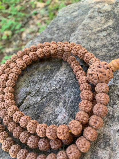 Rudraksha Mala Necklace (108 Beads) for Meditation – Handmade Prayer Beads from Nepal