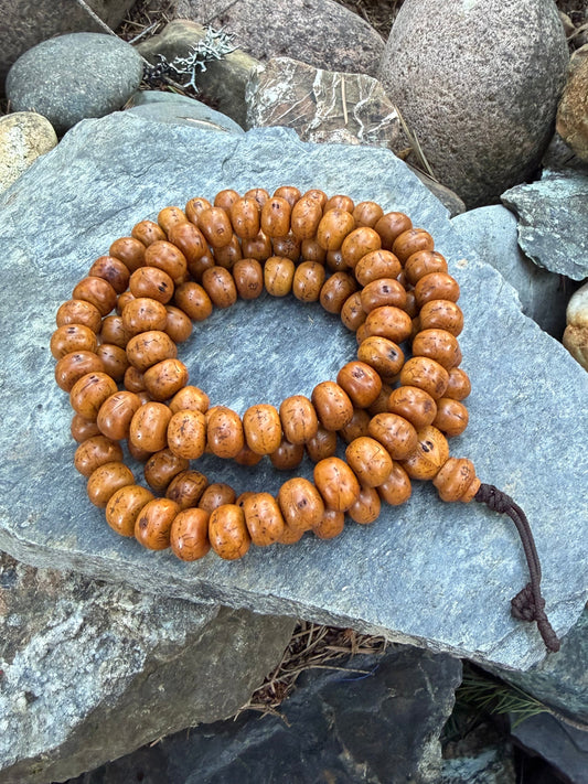 Light Brown Special Bodhi Seed Large Japa Mala Necklace