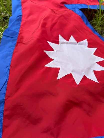 Handmade Nepal Flag - Embroidered Double-Sided Nepali National Flag | Traditional Himalayan Flag from Nepal