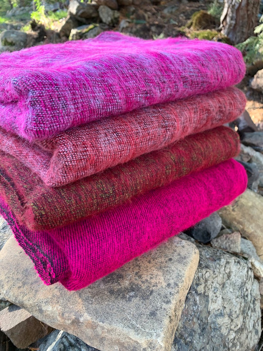 Yak Wool Shawl/Blanket - Shades of Red