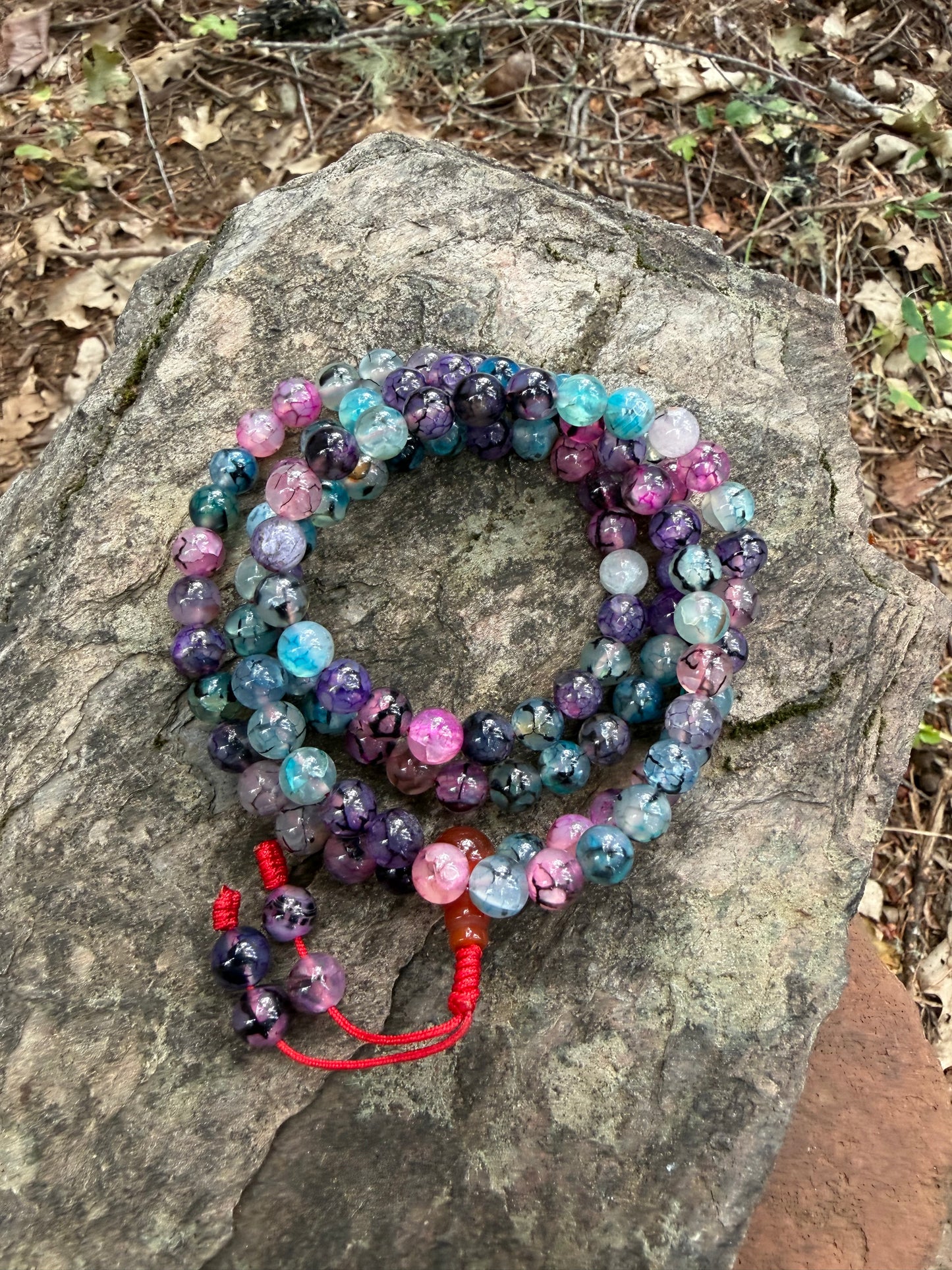 Aurora Agate Gemstone Necklace Mala