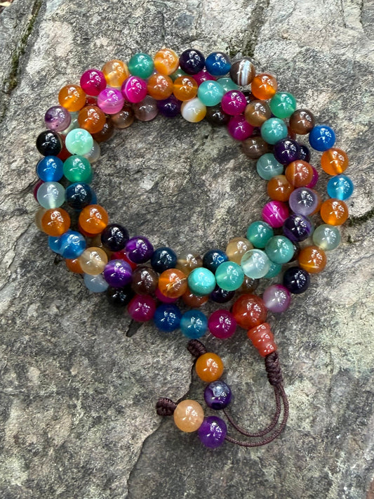 rainbow agate mala bead necklace
