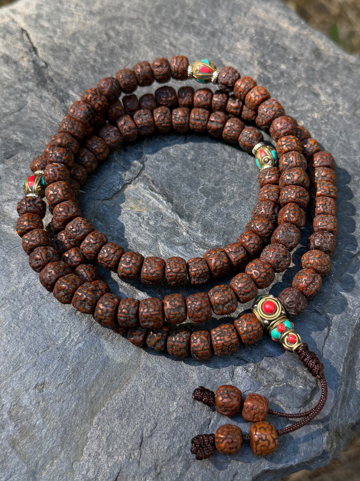 Aged Rudraksha Seed Mala Necklace