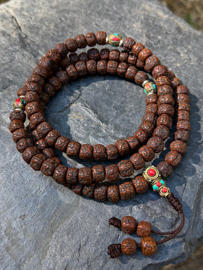Aged Rudraksha Seed Mala Necklace