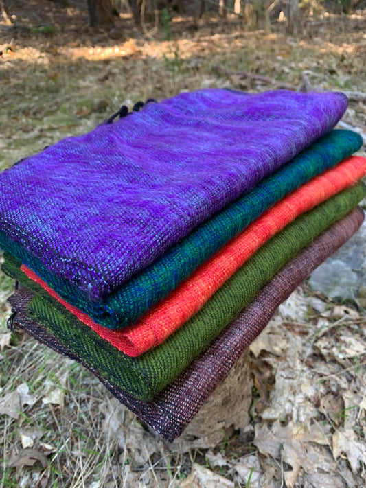 Set of 5 Handmade Himalayan Yak Wool Scarves from Nepal