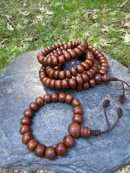108 Smooth Bodhi Seed Mala Necklace and Bracelet Set - Himalayan Meditation Beads