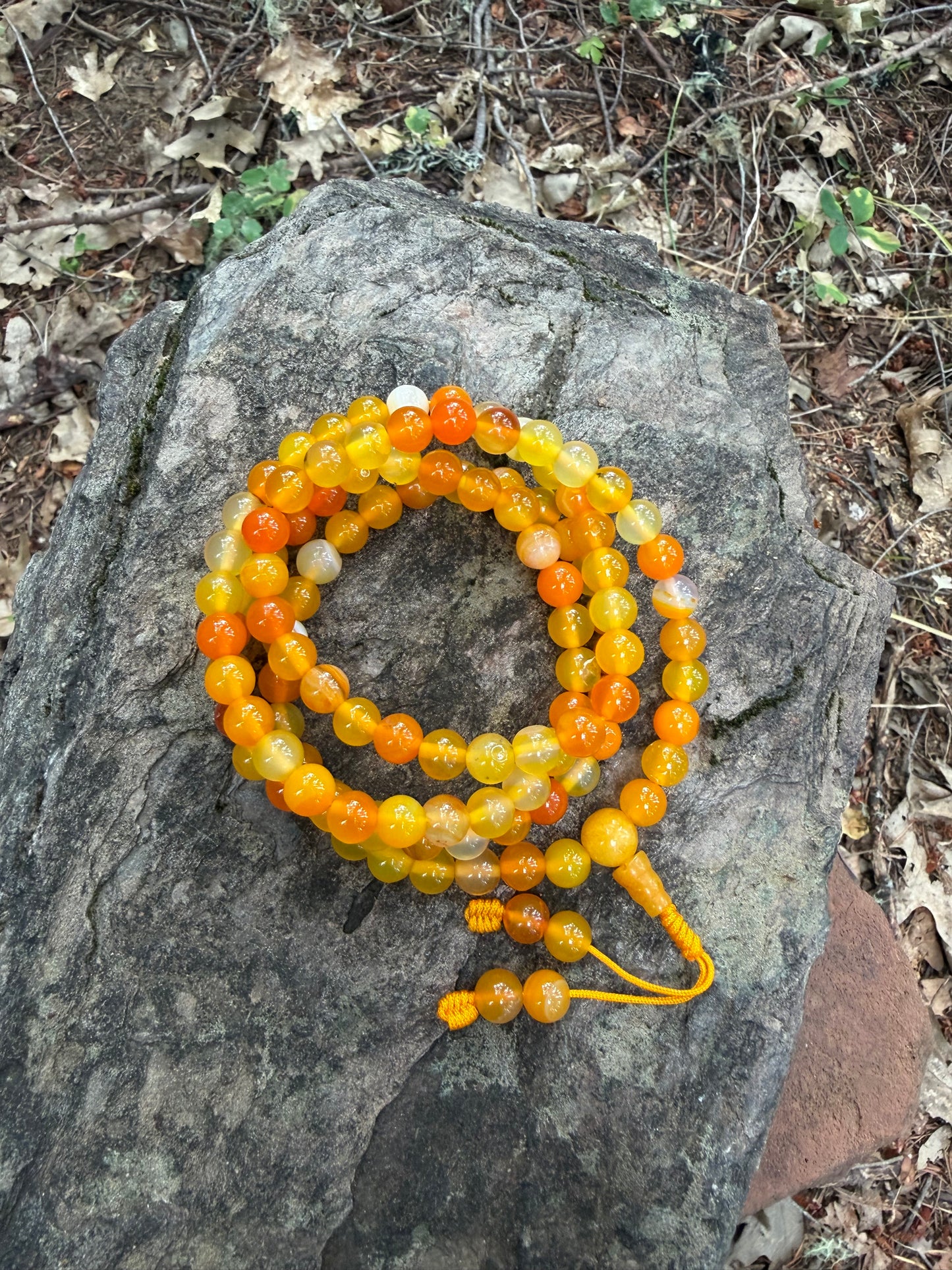 Yellow Agate Gemstone Necklace Mala