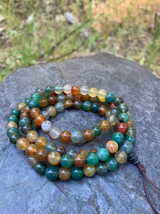 Himalayan Agate Japa Mala Necklace